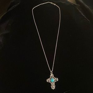Sterling Silver (.925) Cross with Kingman Turquoise